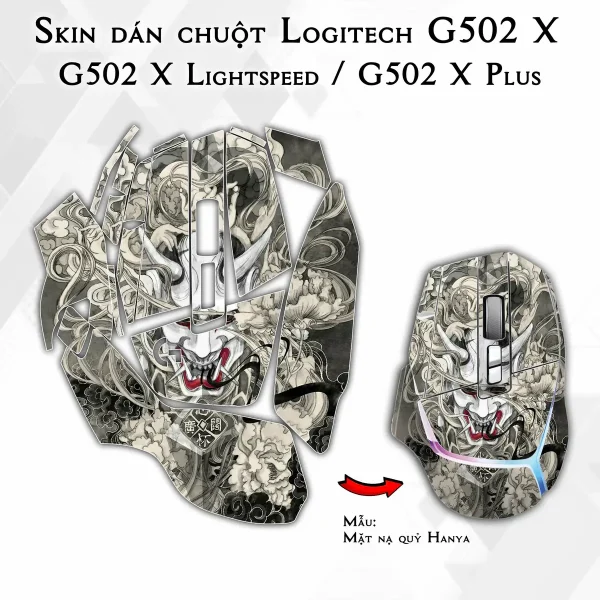 Skin dán chuột Logitech G502 X mẫu Mặt nạ quỷ Hanya