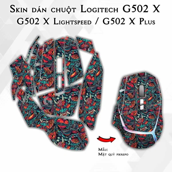 Skin dán chuột Logitech G502 X mẫu Mặt quỷ pikrepo