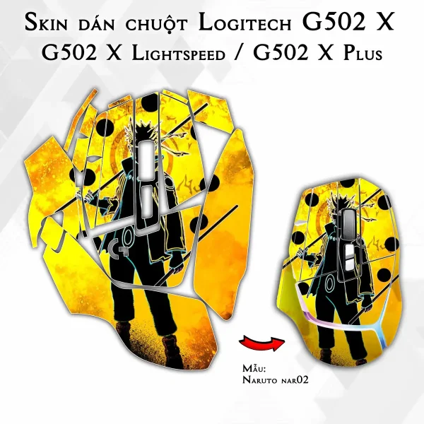 Skin dán chuột Logitech G502 X mẫu Naruto nar02