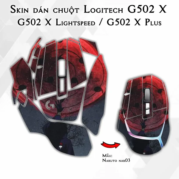 Skin dán chuột Logitech G502 X mẫu Naruto nar03