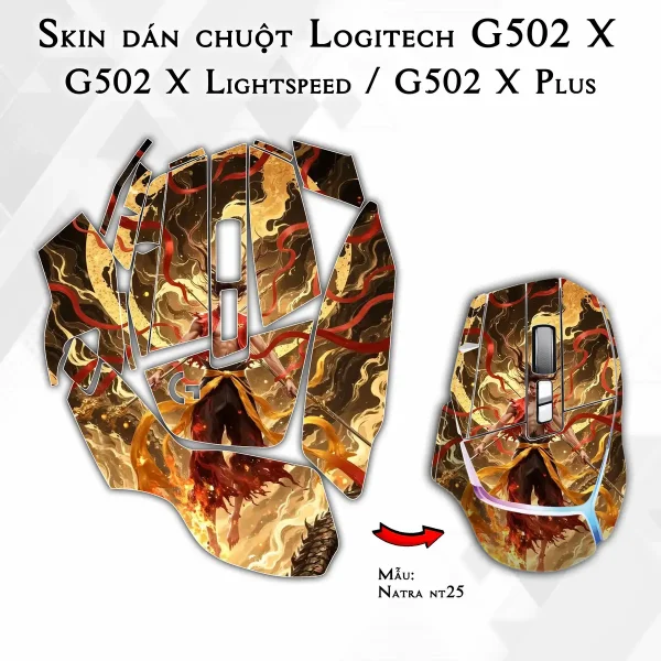 Skin dán chuột Logitech G502 X mẫu Natra nt25