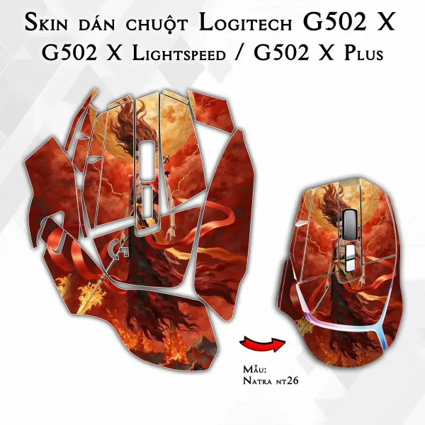 Skin dán chuột Logitech G502 X mẫu Natra nt26