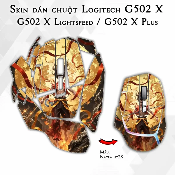 Skin dán chuột Logitech G502 X mẫu Natra nt28