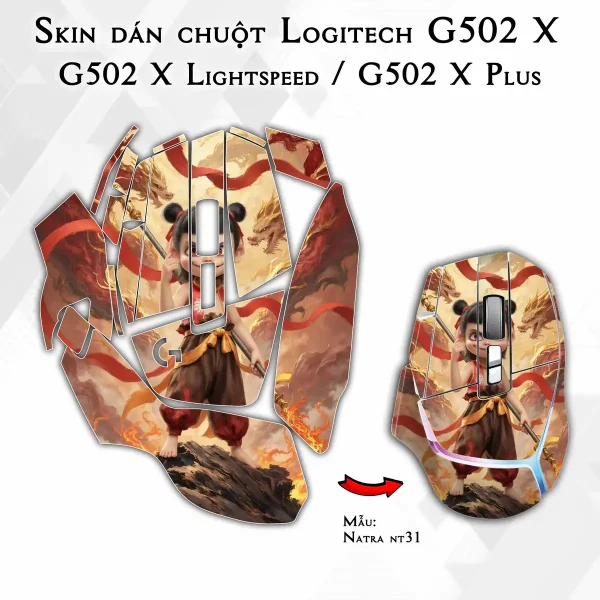 Skin dán chuột Logitech G502 X mẫu Natra nt31