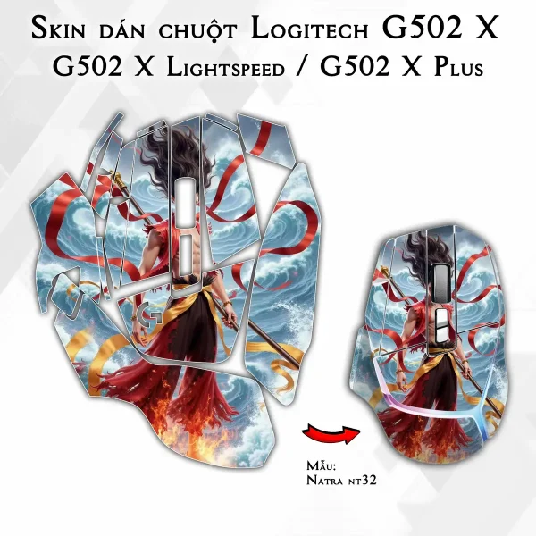 Skin dán chuột Logitech G502 X mẫu Natra nt32
