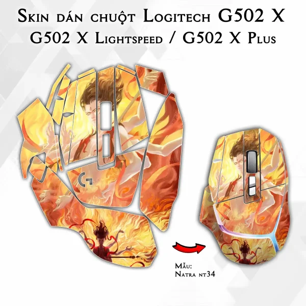 Skin dán chuột Logitech G502 X mẫu Natra nt34