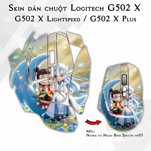Skin dán chuột Logitech G502 X mẫu Natra và Ngao Bính Socute nt03