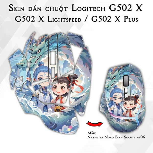 Skin dán chuột Logitech G502 X mẫu Natra và Ngao Bính Socute nt06