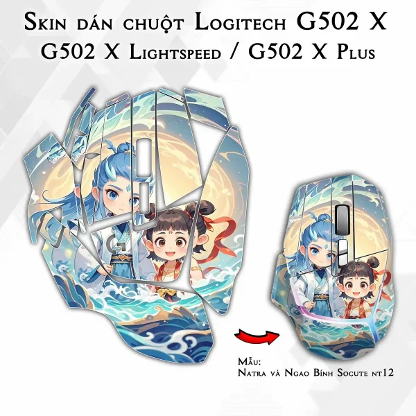 Skin dán chuột Logitech G502 X mẫu Natra và Ngao Bính Socute nt12