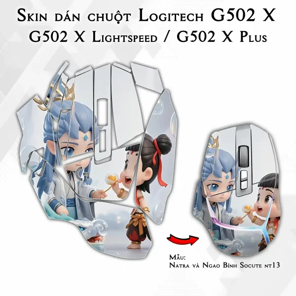 Skin dán chuột Logitech G502 X mẫu Natra và Ngao Bính Socute nt13