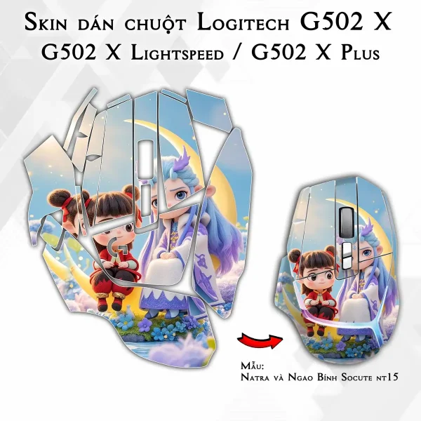 Skin dán chuột Logitech G502 X mẫu Natra và Ngao Bính Socute nt15
