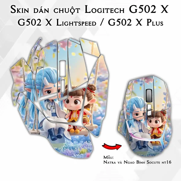 Skin dán chuột Logitech G502 X mẫu Natra và Ngao Bính Socute nt16