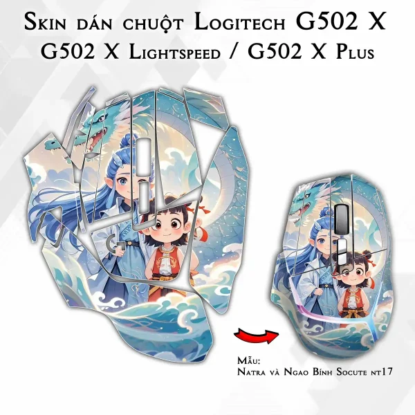 Skin dán chuột Logitech G502 X mẫu Natra và Ngao Bính Socute nt17
