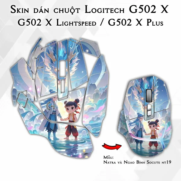 Skin dán chuột Logitech G502 X mẫu Natra và Ngao Bính Socute nt19