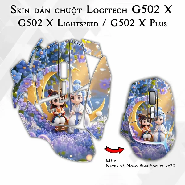 Skin dán chuột Logitech G502 X mẫu Natra và Ngao Bính Socute nt20