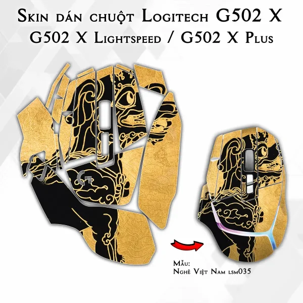 Skin dán chuột Logitech G502 X mẫu Nghê Việt Nam lsm035