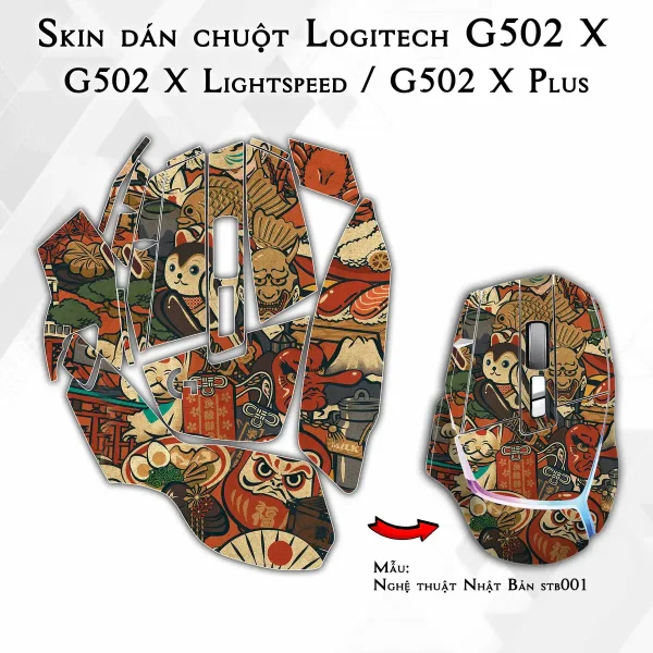 Skin dán chuột Logitech G502 X mẫu Nghệ thuật Nhật Bản stb001