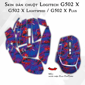 Skin dán chuột Logitech G502 X mẫu người nhện Zaap PowThwip