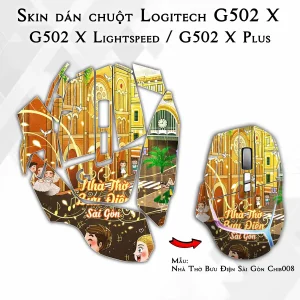 Skin dán chuột Logitech G502 X mẫu Nhà Thờ Bưu Điện Sài Gòn Chib008