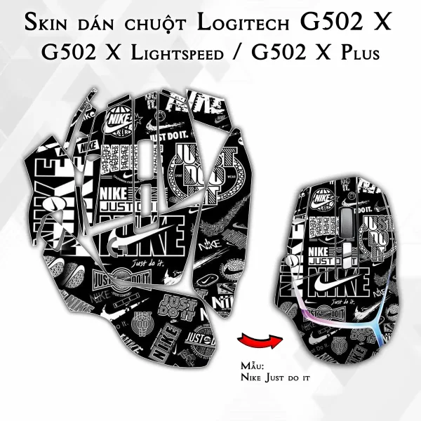 Skin dán chuột Logitech G502 X mẫu Nike Just do it