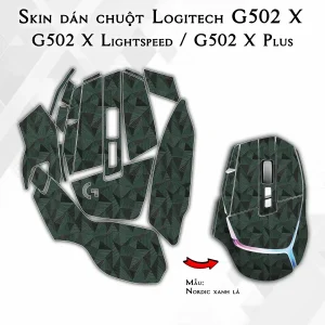 Skin dán chuột Logitech G502 X mẫu Nordic xanh lá