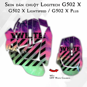 Skin dán chuột Logitech G502 X mẫu OFF White Colorful