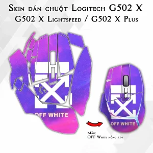Skin dán chuột Logitech G502 X mẫu OFF White hồng tím