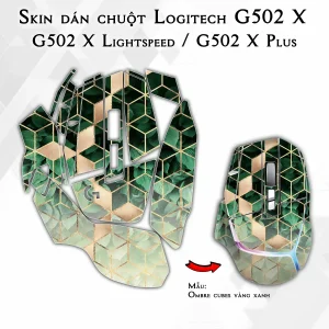 Skin dán chuột Logitech G502 X mẫu Ombre cubes vàng xanh