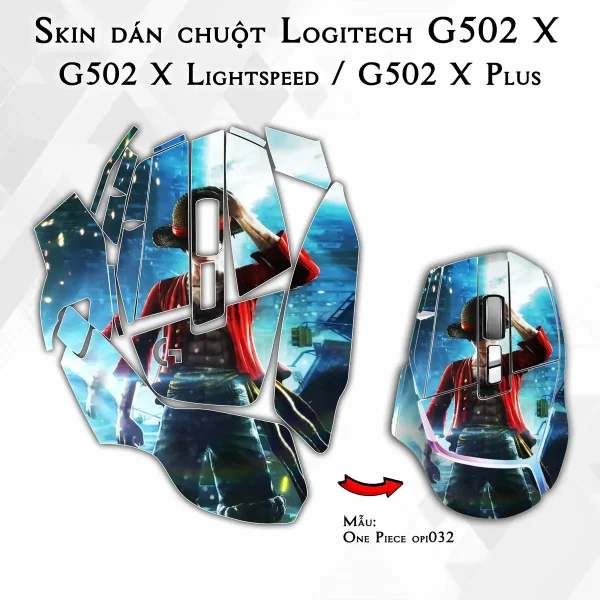 Skin dán chuột Logitech G502 X mẫu One Piece opi032