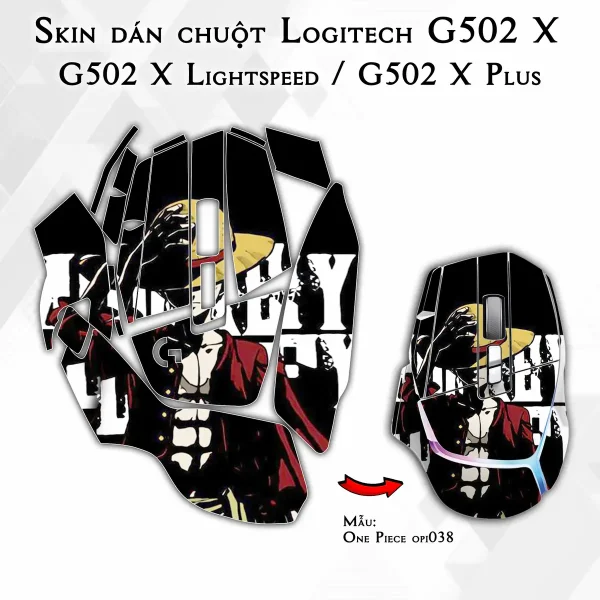 Skin dán chuột Logitech G502 X mẫu One Piece opi038