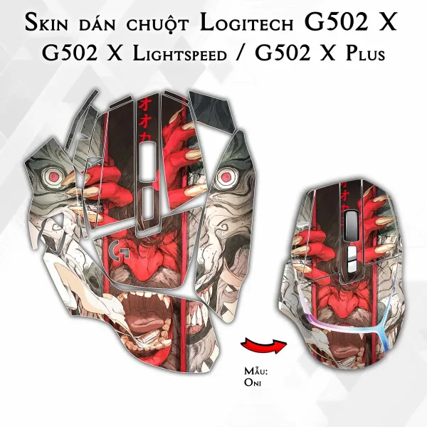 Skin dán chuột Logitech G502 X mẫu Oni