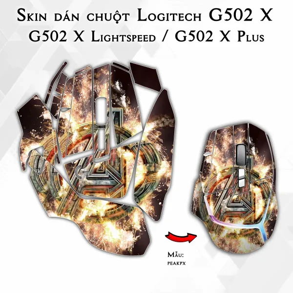 Skin dán chuột Logitech G502 X mẫu peakpx