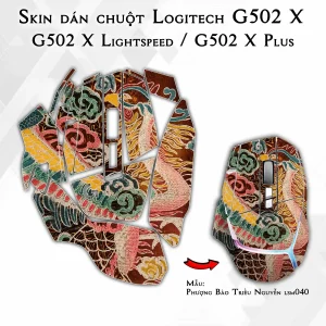 Skin dán chuột Logitech G502 X mẫu Phượng Bào Triều Nguyễn lsm040