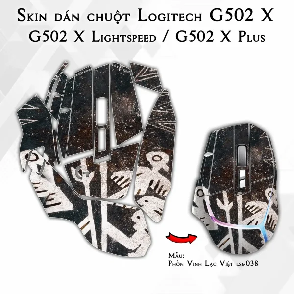 Skin dán chuột Logitech G502 X mẫu Phồn Vinh Lạc Việt lsm038