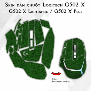 Skin dán chuột Logitech G502 X mẫu Polynesian xanh lá