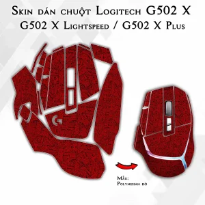 Skin dán chuột Logitech G502 X mẫu Polynesian đỏ