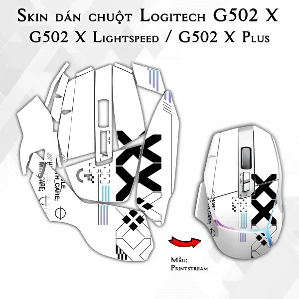 Skin dán chuột Logitech G502 X mẫu Printstream