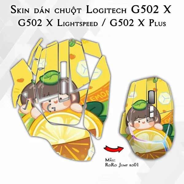 Skin dán chuột Logitech G502 X mẫu RoRo Jump ro01