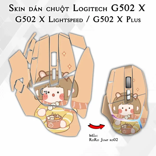 Skin dán chuột Logitech G502 X mẫu RoRo Jump ro02