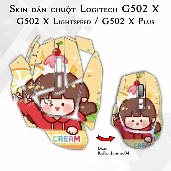 Skin dán chuột Logitech G502 X mẫu RoRo Jump ro04
