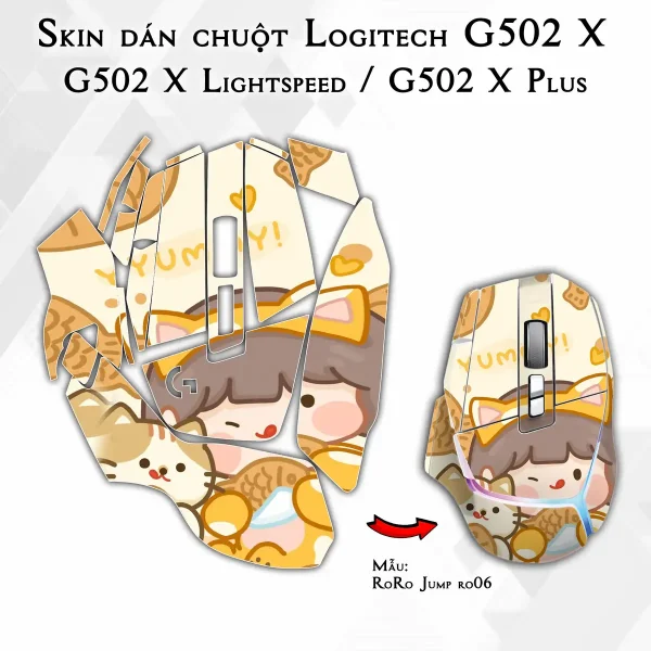 Skin dán chuột Logitech G502 X mẫu RoRo Jump ro06