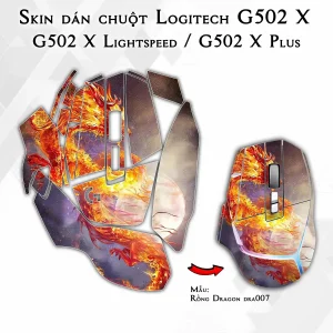 Skin dán chuột Logitech G502 X mẫu Rồng Dragon dra007