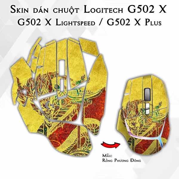 Skin dán chuột Logitech G502 X mẫu Rồng Phương Đông