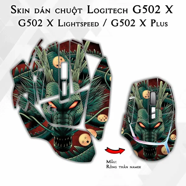Skin dán chuột Logitech G502 X mẫu Rồng thần namek