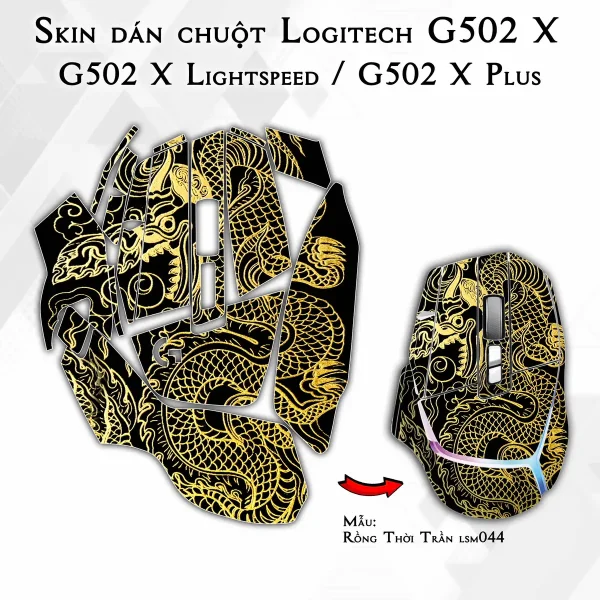 Skin dán chuột Logitech G502 X mẫu Rồng Thời Trần lsm044