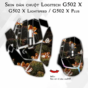 Skin dán chuột Logitech G502 X mẫu Sen nở về đêm lsm045