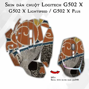 Skin dán chuột Logitech G502 X mẫu Skull with silver hair lsm046