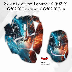 Skin dán chuột Logitech G502 X mẫu Song long