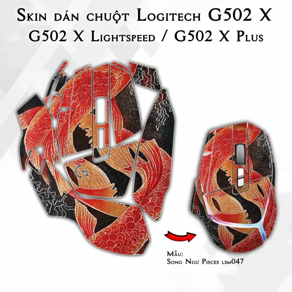 Skin dán chuột Logitech G502 X mẫu Song Ngư Pisces lsm047