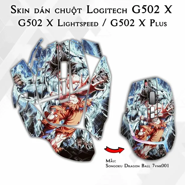 Skin dán chuột Logitech G502 X mẫu Songoku Dragon Ball 7vnr001